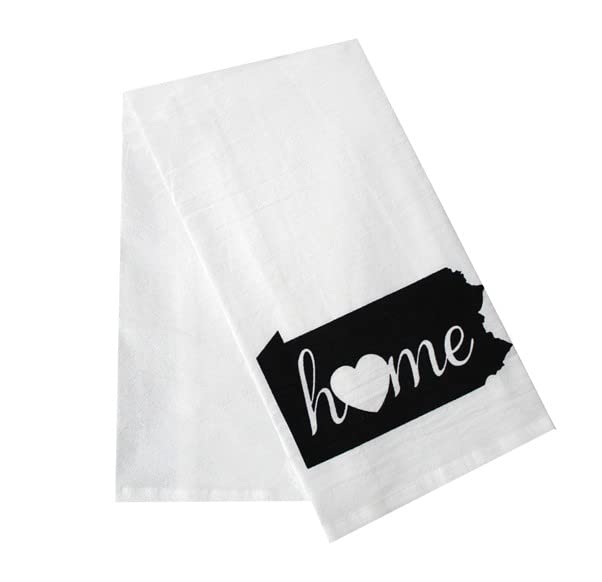 2 Pcs, 100% Cotton Pennsylvania State Flour Sack Printed Kitchen Towels with Sentiments Home. Size: 20" X 28". Inspired by The State WE Call Home.