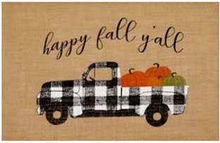 Set of 4, Vintage Truck with Pumpkin Sentiment Happy Fall Y'all Autumn, Fall, Harvest Tapestry Placemats Kitchen Dining Table Easy to Clean, Machine Washable Size: 13” x 19”.