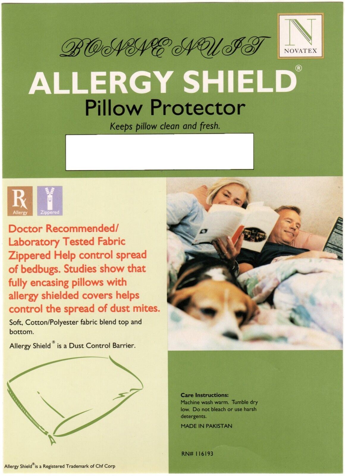 Set of 2 Terry Cotton and Polyester Laminated Allergy Control Zipper Pillow Protector Pillow Encasement.