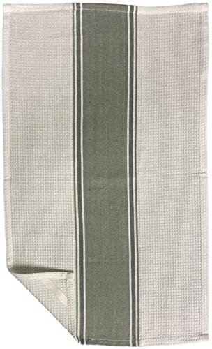 Waffle Weave Grey Harbor Stripes 100% Cotton Kitchen Towel Set of 8, 4 Kitchen Towels Hanging Loops Size: 15 x 25 inch and 4 Dishcloths for Drying & Wiping Dishes Size: 12 x 12 Inch.