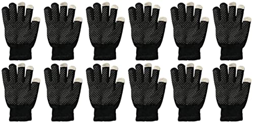 Winter Knitted Magic Stretchy Black Dotted Anti-slip Knit Warm Gloves for Unisex.