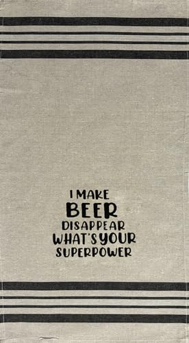 Set of 2 I Make Beer Disappear What’S Your Superpower. Funny Flour Sack Kitchen Towels for Wedding, Baby Shower, Home Decor, Housewarming Size: 16 X 28 Inch.