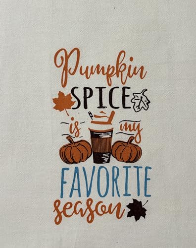 Set of 2, Flour Sack Kitchen Towels Pumpkin Spice Favorite Season & 1 Plaid Kitchen Towels/Flour Sack Kitchen Towels Size : 15" x 25".