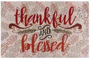 Set of 4, Thankful & Blessed with Leaf Tapestry Placemats for Autumn, Fall, Thanksgiving Kitchen Dining Table Easy to Clean, Machine Washable Size: 13” x 19”.