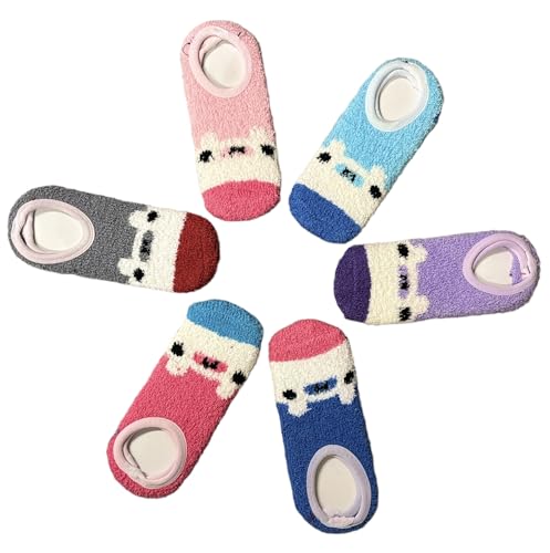 Set of 5, Fuzzy Slipper Warm Indoor Shoes for Women Soft Fuzzy Plush Slippers for Bedroom Bathroom Living Room Floor Slippers