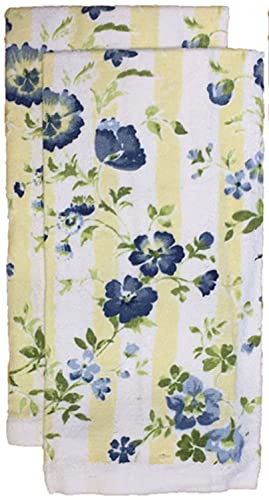 Set of 5, Blue Flower Spring Collection Printed Decorative Kitchen Towel Set Includes 2 Kitchen Towel, 2 Pot Holder, 1 Oven Mitt.