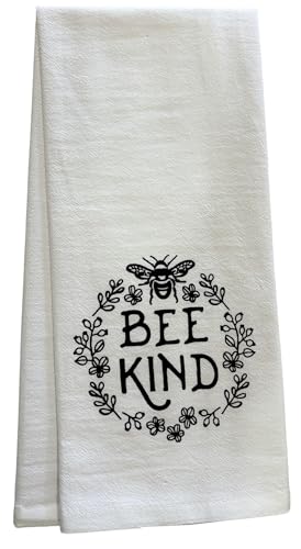 Set of 2 BEE Kind. Funny Flour Sack Kitchen Towels for Wedding, Baby Shower, Home Decor, Housewarming 16 X 28 Inch.