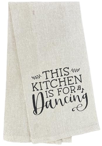 Set of 2, This Kitchen is for Dancing. Funny Flour Sack Kitchen Towels for Wedding, Baby Shower, Home Decor, Housewarming 15 X 25 Inch.