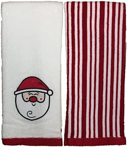 Set of 2, 100% Cotton Santa hat Design with Emboridary Christmas Kitchen Towels