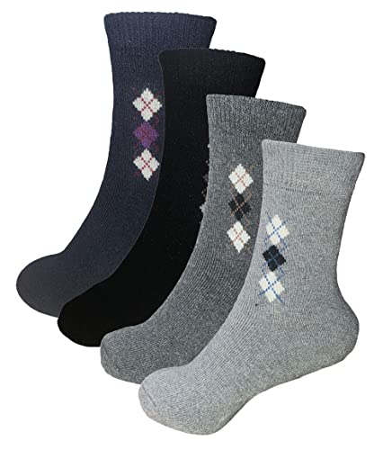 4 Pairs Thermal Faux Lambs Wool Crew Socks for Men Cold Weather Heavy and Warm Winter Socks Size: 10-13.