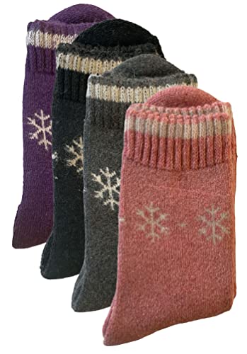 Thermal Faux Lambs Wool Crew Socks for women Cold Weather 4 Pairs Heavy and Warm Size: 9-11.