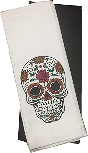 2 Pack, Day of Dead Skull - Halloween Design 100% Cotton Flour Sack / Tea Towel