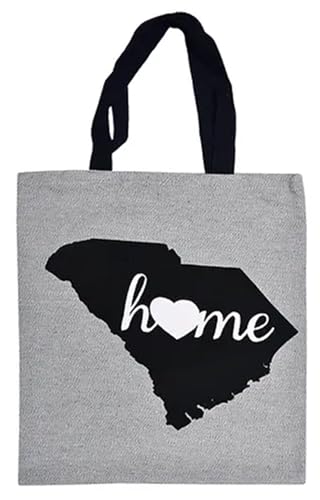 South Carolina State Canvas Tote Bag with Sentiments Home, Inspired by The State WE Call Home. Reusable Machine Washable Size: 14 x 16 Inch.