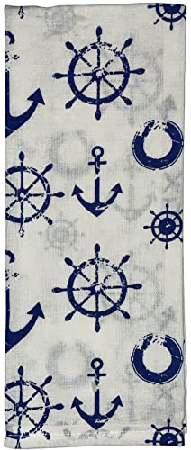 Set of 4, 100% Cotton, Coastal Nautical Anchor and Sailingboat Design, Kitchen T