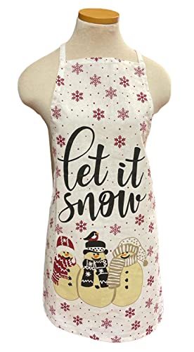 2 Pack, 100% Cotton Christmas Holiday Kitchen Apron with Sentiments Merry Christmas & Let it Snow Ideal for Dress Size: 4-6. Machine Washable Size: 19 x 30 inch.