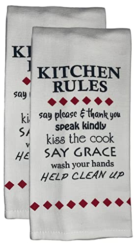 2 Pcs, 100% Cotton Over Sized Funny Kitchen Rules- say please & thank you speak