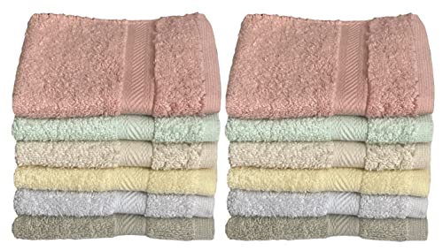 Set of 12 - 100% Ring Spun Cotton Wash Cloth – Thick Loop Pile Washcloths