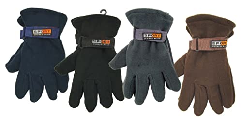 4 Pack, 4 Assorted Color Polar Fleece Men's Gloves with Soft Lining