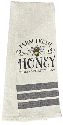 Set of 2, 100% Cotton, Farm Fresh Honey, Farmhouse Themed Flour Sack Tea Towel/Kitchen Towel for Wedding, Baby Shower, Home Decor, Housewarming 16 X 28 Inch.