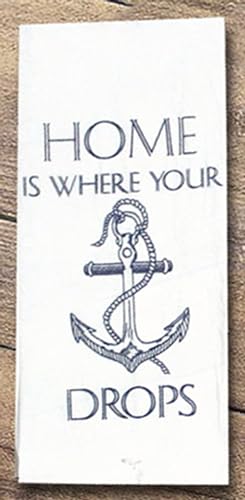 100% Cotton Coastal Nautical Starfish Funny Cute Saying Flour Sack Kitchen Towels/Dish Towels – Home is Where Your Anchor Drops Size: 15 X 25 Inch.