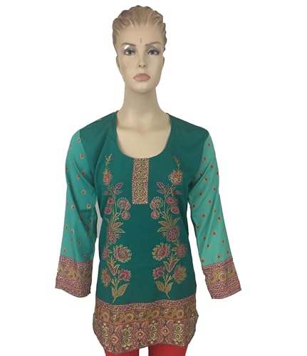 Tunic for Women Printed Short Crape Kurti Kurta Round Neck 3/4 Sleeves Tunic Top. 3006-L