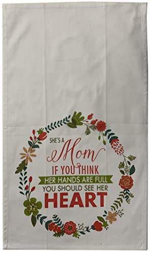 Petal Cliff Set of 2, Printed Kitchen Towels Size: 15" x 25", 1 Floral Design and 1 Floral Design with Beautiful Message She's a Mom If You Think Her Hands are Full, You Should See Her Heart”.