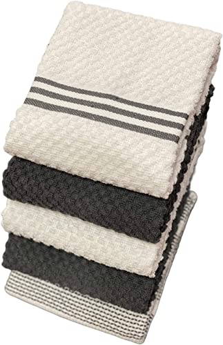 Premium Kitchen Towels, 5 Pack Cotton Terry Kitchen Towel with Hanging Loop, 450 GSM Quick Drying Soft and Highly Absorbent, Heavy Duty, Great for Kitchen or Household Size: 16” x 26”.