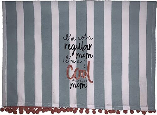 100% Cotton Funny Quote I'm not a Regular mom I'm a Cool Mom Kitchen Towel/Dish Cloth/Tea Towel Size: 21" x 28", Sweet Housewarming Gift