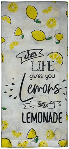 Set of 4, 100% Cotton Lemon Design Kitchen Towel Set, Sentiment When Life Gives