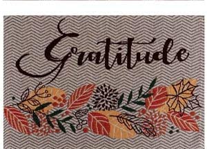 Set of 4, Fall Leaf with Gratitude Harvest Tapestry Placemats for Autumn, Fall, Thanksgiving Kitchen Dining Table Easy to Clean, Machine Washable Size: 13” x 19”.