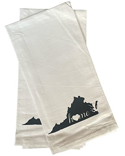 2 Pcs, 100% Cotton Virginia State Flour Sack Printed Kitchen Towels with Sentiments Home. Size: 20" X 28". Inspired by The State WE Call Home.