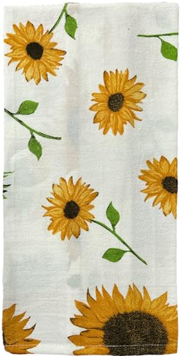 Set of 4, Pumpkin Truck with Happy Thanksgiving and Sunflower Design - Harvest Flour Sack Kitchen Towels with Gingham Check Kitchen Towels Size : 15" x 25".