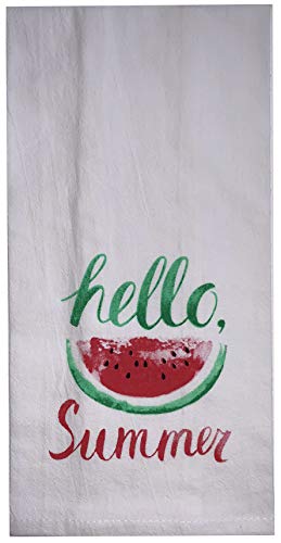 Set of 5, 100% Cotton Spring / Summer Design Funny Cute Saying Flour Sack Kitchen Towels / Dish Towels Size: 16 X 28 Inch.