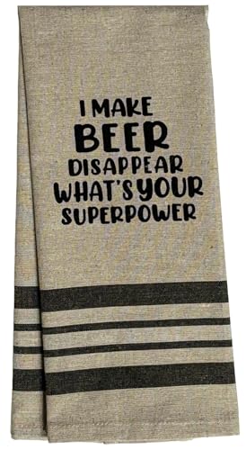 Set of 2 I Make Beer Disappear What’S Your Superpower. Funny Flour Sack Kitchen Towels for Wedding, Baby Shower, Home Decor, Housewarming Size: 16 X 28 Inch.