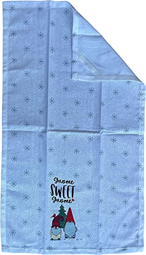 Set of 6, 100% Cotton, Holiday Season Kitchen Towel Sets Sentiment GNOME Sweet GNOME with Christmas Tree, Santa, Snowflake, Includes 4 Kitchen Towels, Pot Holder & Oven mitt.