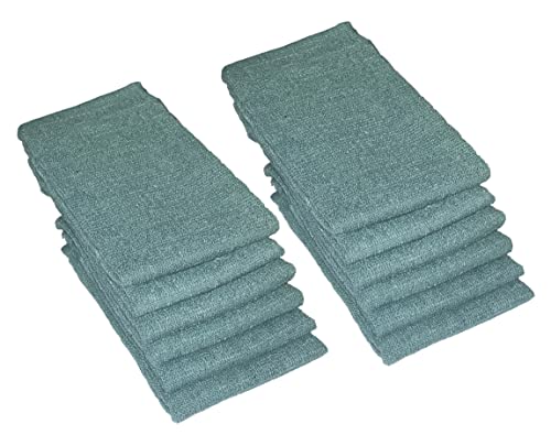 Set of 12, Turquoise Cotton Dishcloths, Ultra Absorbent, Heavy Duty Machine Wash