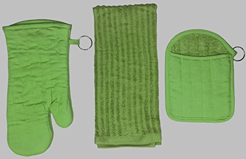 Set of 3, 100% Cotton Heavy Duty Ultra Absorbent Kitchen Sets, Includes Kitchen Towel, Oven mitt, Potholders.