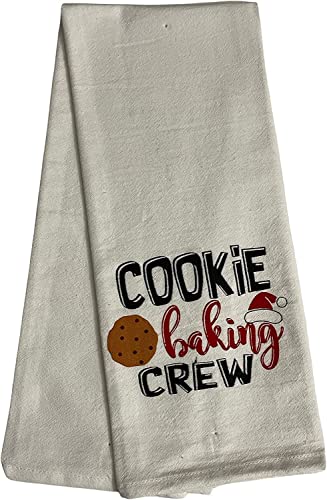 4 Pcs, 100% Cotton Christmas Flour Sack Kitchen Towels, Christmas Tree Quote Merry Christmas & Cookie Baking Crew & 2 Farmhouse Kitchen Towels. Soft and Absorbent Size: 15” x 25”.