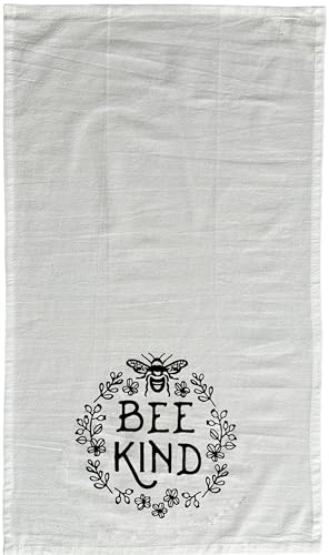 Set of 2 BEE Kind. Funny Flour Sack Kitchen Towels for Wedding, Baby Shower, Home Decor, Housewarming 16 X 28 Inch.