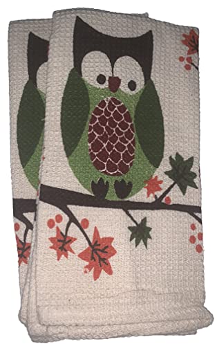 Set of 10, Harvest Owl Design Tapestry Kitchen Set, Include 4 Placemats, 2 Kitchen Towels, 2 Pot Holder & 2 Oven mitt.