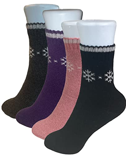 Thermal Faux Lambs Wool Crew Socks for women Cold Weather 4 Pairs Heavy and Warm Size: 9-11.