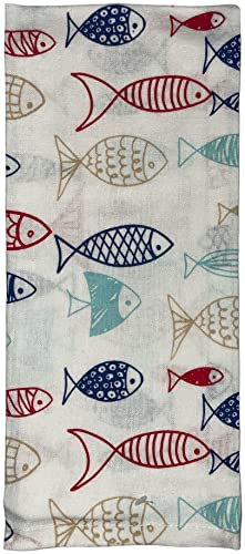 Set of 4, 100% Cotton, Coastal Nautical Fish Design, Kitchen Towel Set, Include