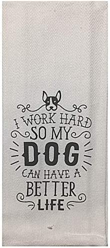 Set of 5, 100% Cotton Dog Lovers Design Funny Cute Saying Flour Sack Kitchen Towels / Dish Towels Size: 16 X 28 Inch.