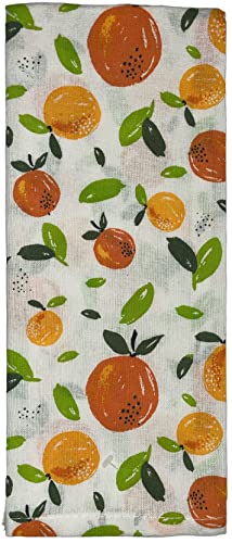 Set of 4, 100% Cotton Orange and Peach Design Kitchen Towel Set, Include 2 Kitch