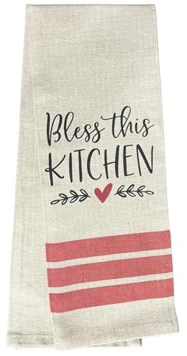 Set of 2, 100% Cotton, Bless This Kitchen, Farmhouse Themed Flour Sack Tea Towel/Kitchen Towel for Wedding, Baby Shower, Home Decor, Housewarming 16 X 28 Inch.