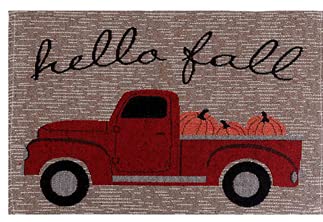 Set of 4, Red Antique Truck with Pumpkin Sentiment Hello Fall Autumn, Fall, Harvest Tapestry Placemats Kitchen Dining Table Easy to Clean, Machine Washable Size: 13” x 19”.