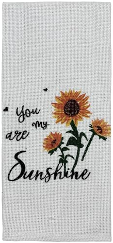 Set of 10, You are My Sunshine and Sunflower Design Tapestry Kitchen Towel Set, Include 4 Placemats, 4 Kitchen Towels, Potholder & Oven mitt.