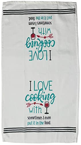 2 Pcs, 100% Cotton Over Sized Funny Quote I Love Cooking with Wine Sometimes I E