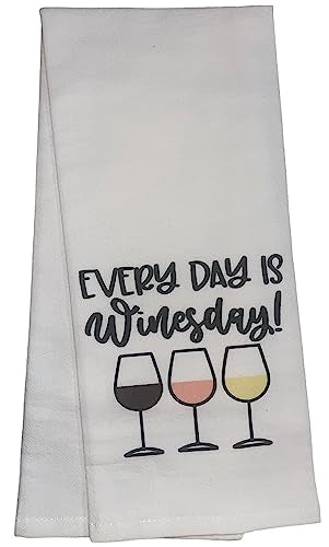 Set of 5, Flour Sack Saying Kitchen Towels Every Day is Wines Day! I’m Here for The Cupcakes, Home is Where Your Honey is, for Housewarming, Wedding, Baby Shower, Size: 16 X 28 Inch.