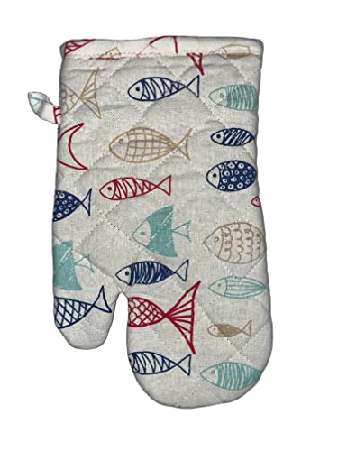 Set of 4, 100% Cotton, Coastal Nautical Fish Design, Kitchen Towel Set, Include